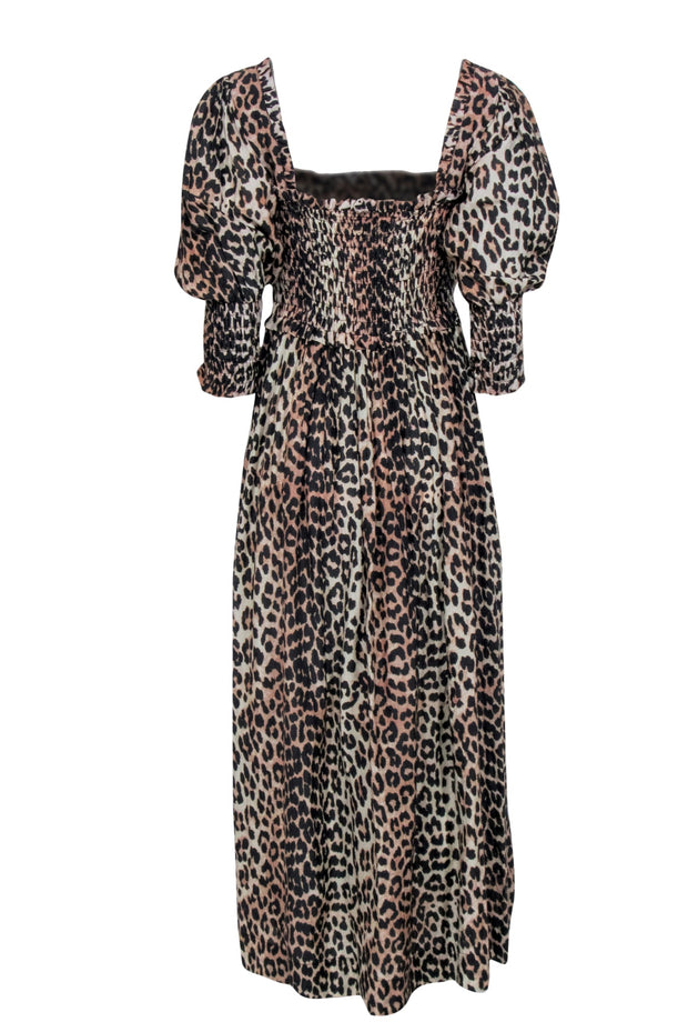 Current Boutique-Ganni - Tan & Black Leopard Print Maxi Dress Sz 8