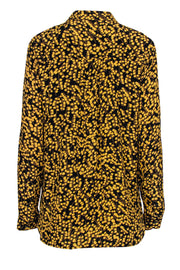 Current Boutique-Ganni - Black w/ Yellow Floral Print Button Front Blouse Sz 6