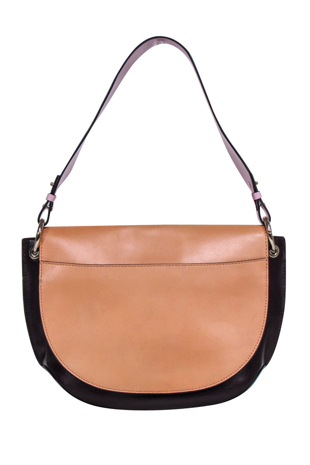 Current Boutique-Ganni - Tan, Maroon, & Pink Shoulder Bag