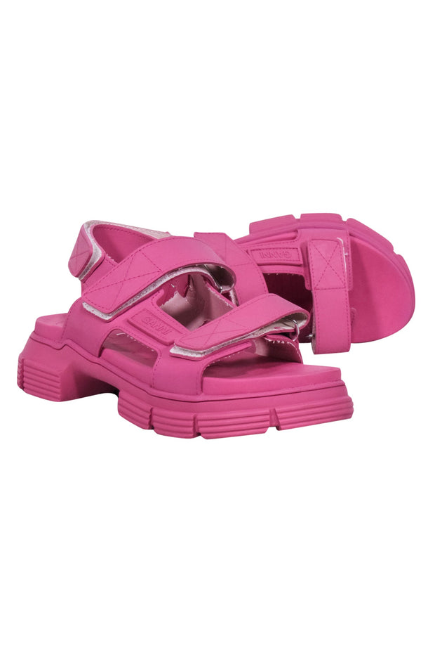 Current Boutique-Ganni - Pink Chunky Rubber Strappy Sandals Sz 9