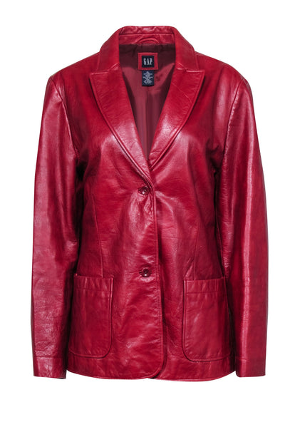 Current Boutique-GAP - Red Textured Leather Vintage Jacket Sz XL