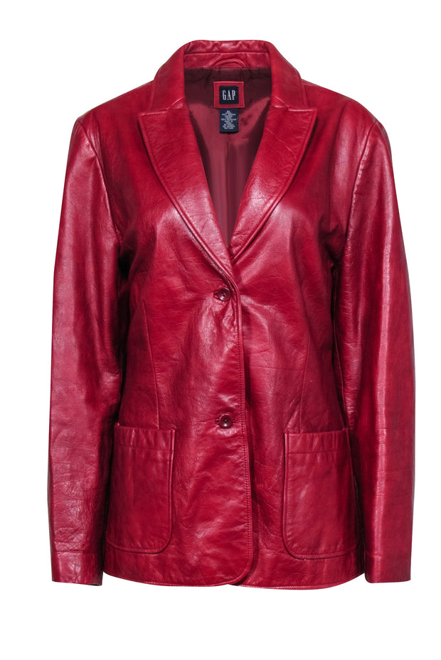 Current Boutique-GAP - Red Textured Leather Vintage Jacket Sz XL