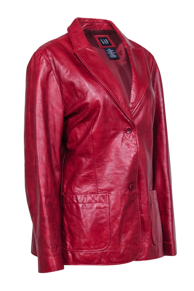 Current Boutique-GAP - Red Textured Leather Vintage Jacket Sz XL