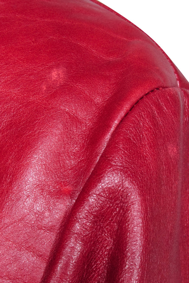 Current Boutique-GAP - Red Textured Leather Vintage Jacket Sz XL