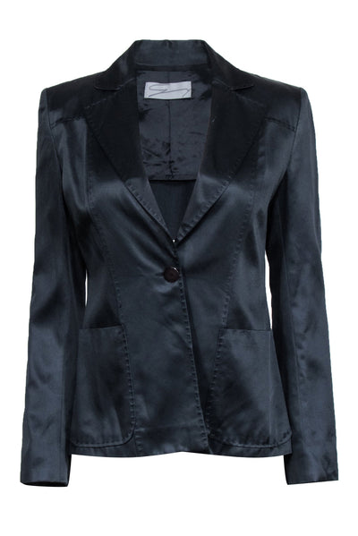 Current Boutique-Genny - Navy Satin Blazer Sz 6