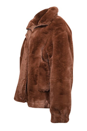Current Boutique-Gerard Darel - Brown Faux Fur Collared Jacket Sz L