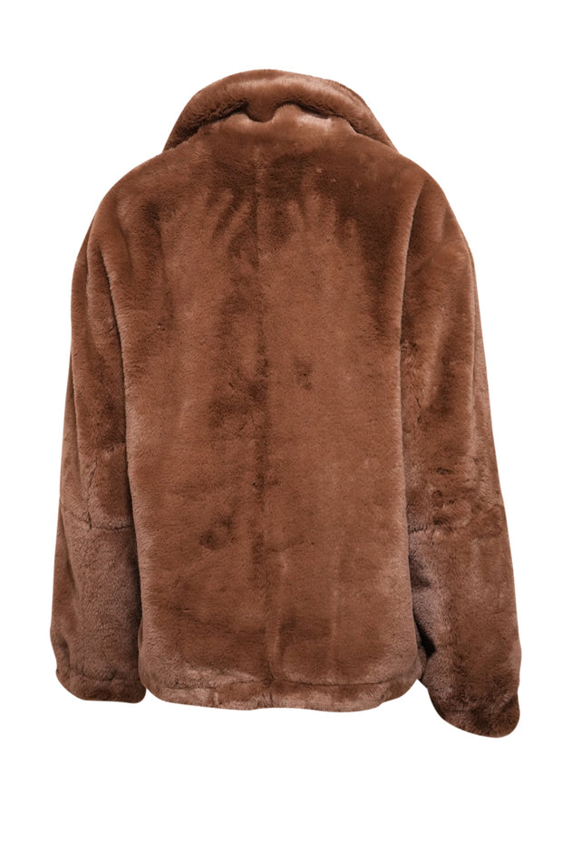 Current Boutique-Gerard Darel - Brown Faux Fur Collared Jacket Sz L