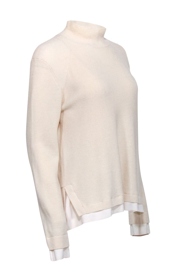 Current Boutique-Gerard Darel - Ivory Wool & Cashmere Blend Mock Neck Sweater Sz XL