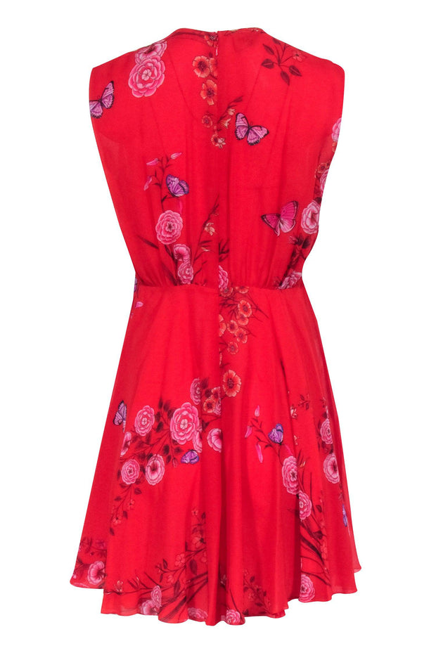 Current Boutique-Giambattista Valli - Red Floral Sleeveless Dress Sz 6