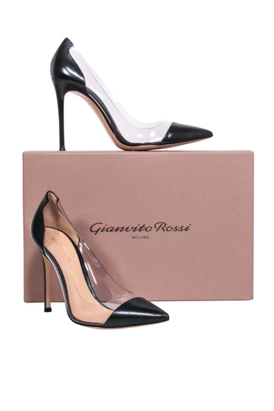 Current Boutique-Gianvito Rossi - Black Leather & PVC Pumps Sz 6.5