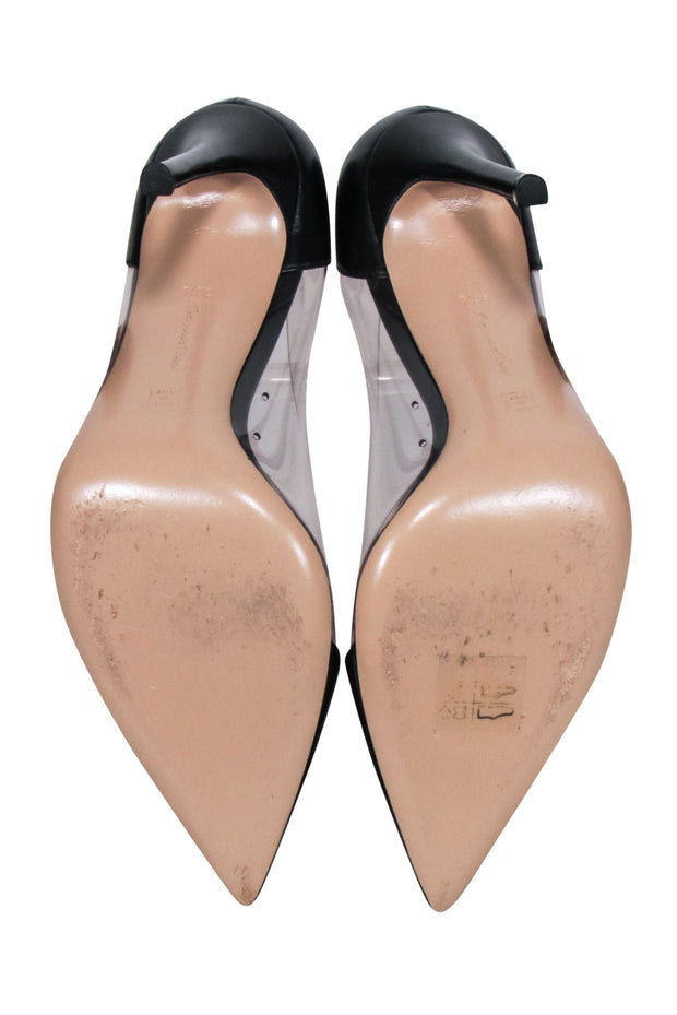 Current Boutique-Gianvito Rossi - Black Leather & PVC Pumps Sz 6.5