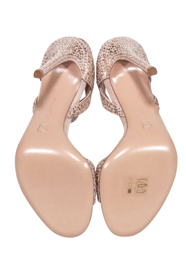 Current Boutique-Gianvito Rossi - Beige Strappy Heels w/ Rhinestone Detail Sz 5.5