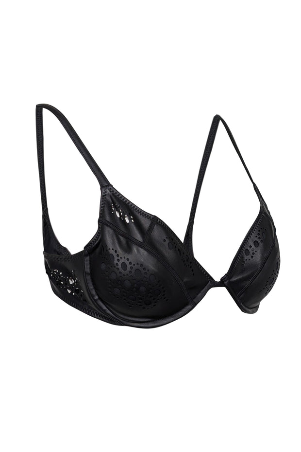 Current Boutique-GiGi C - Black Laser Cut Padded Bikini Sz L