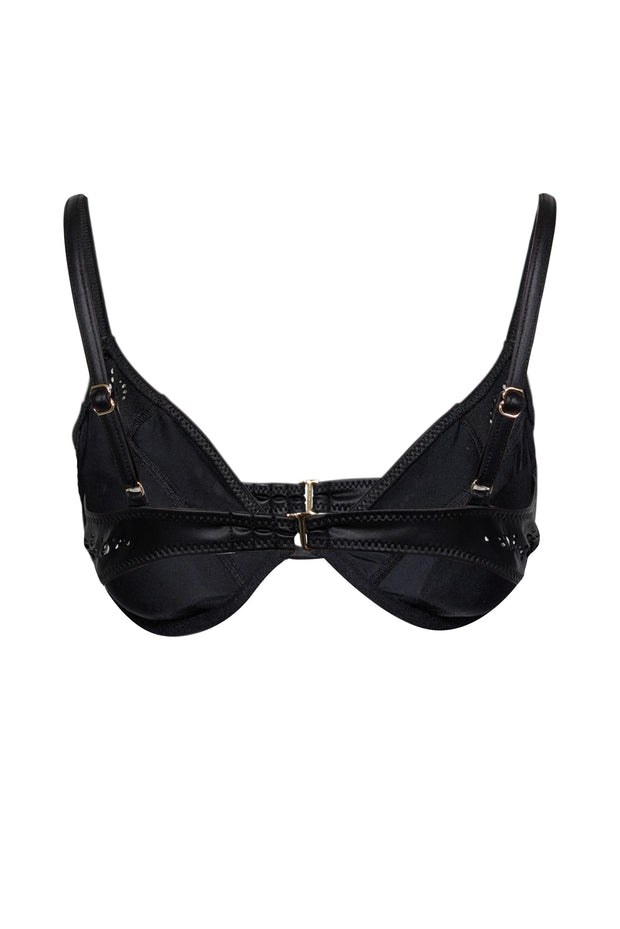 Current Boutique-GiGi C - Black Laser Cut Padded Bikini Sz L