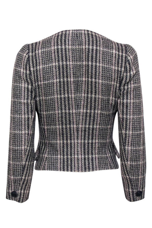 Current Boutique-Giorgio Armani - Black & Pink Tweed Blazer w/ Covered Buttons Sz 4