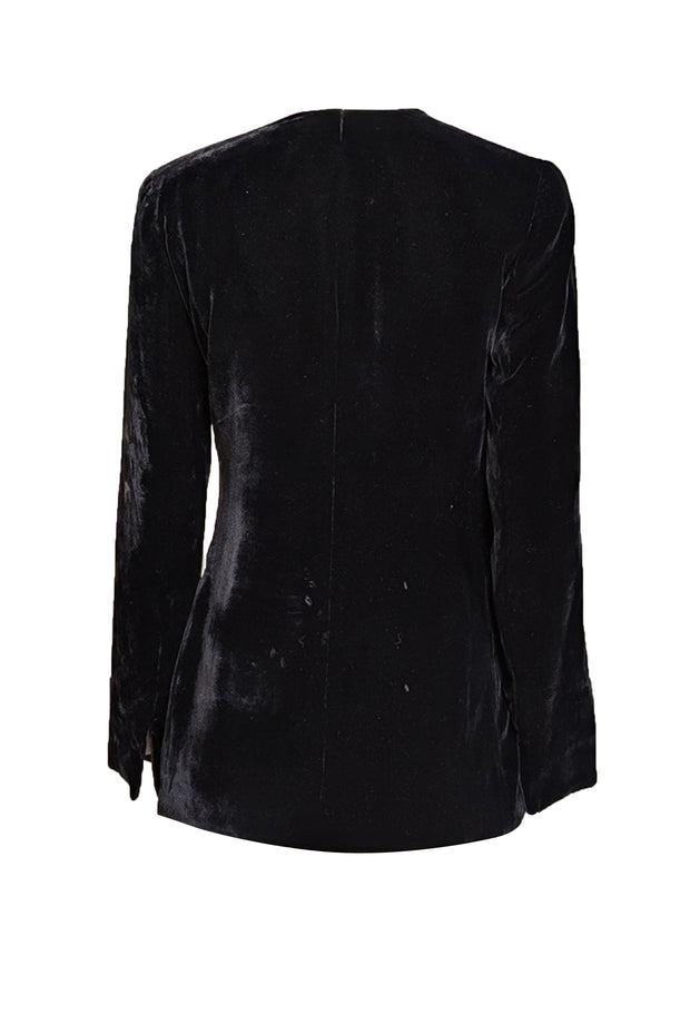 Giorgio Armani - Black Velvet Covered Button Front Blazer Sz M - Current Boutique