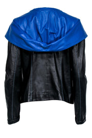 Current Boutique-Giorgio Rotti - Black Leather Moto Jacket w/ Blue Lining Sz 16
