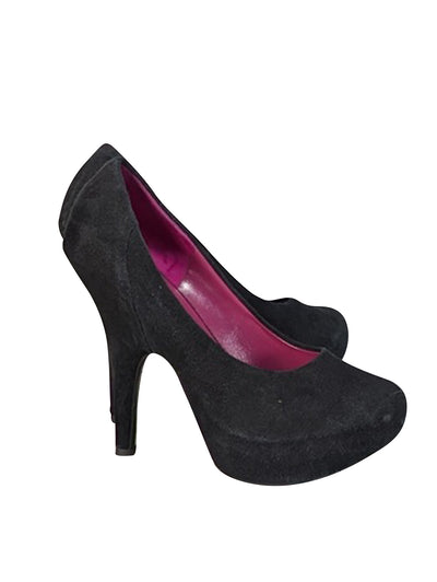 Current Boutique-Giuseppe Zanotti - Black Suede Rounded Toe Pumps Sz 7.5