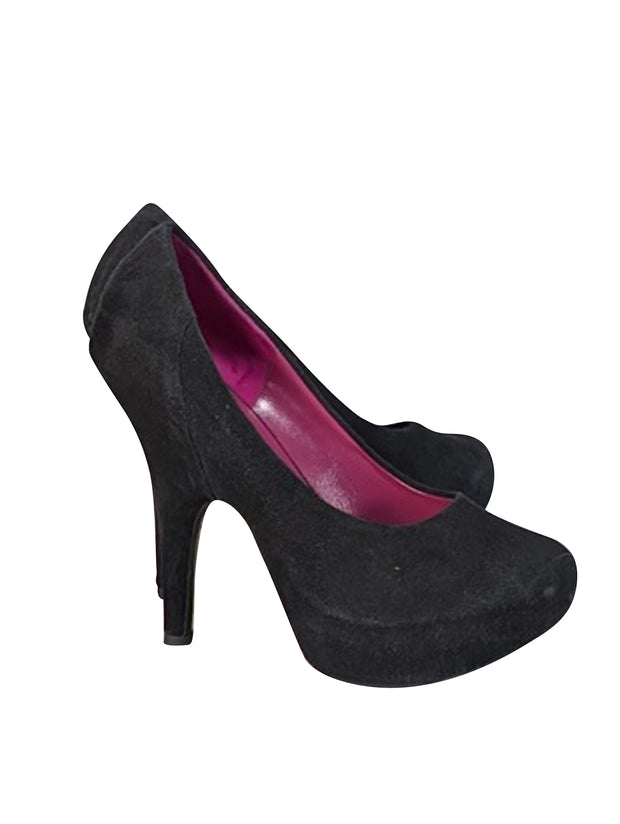 Current Boutique-Giuseppe Zanotti - Black Suede Rounded Toe Pumps Sz 7.5