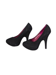 Current Boutique-Giuseppe Zanotti - Black Suede Rounded Toe Pumps Sz 7.5