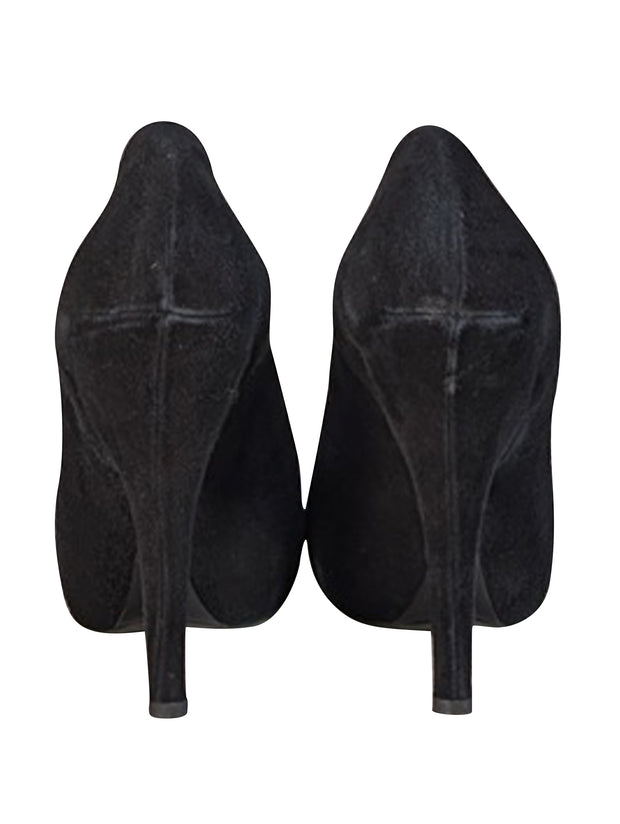 Current Boutique-Giuseppe Zanotti - Black Suede Rounded Toe Pumps Sz 7.5