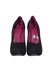 Current Boutique-Giuseppe Zanotti - Black Suede Rounded Toe Pumps Sz 7.5