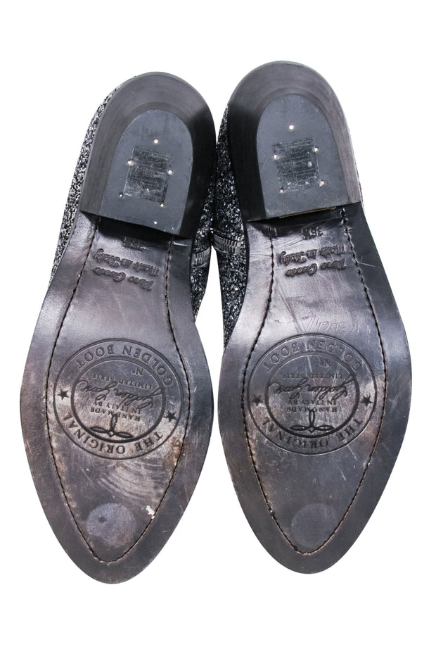 Current Boutique-Golden Goose - Silver Glitter "Young" Short Boots Sz 6.5