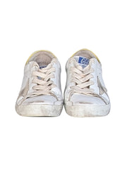 Golden Goose - Ivory Leather "Super Star" Sneakers w/ Yellow Heel Sz 8 - Current Boutique