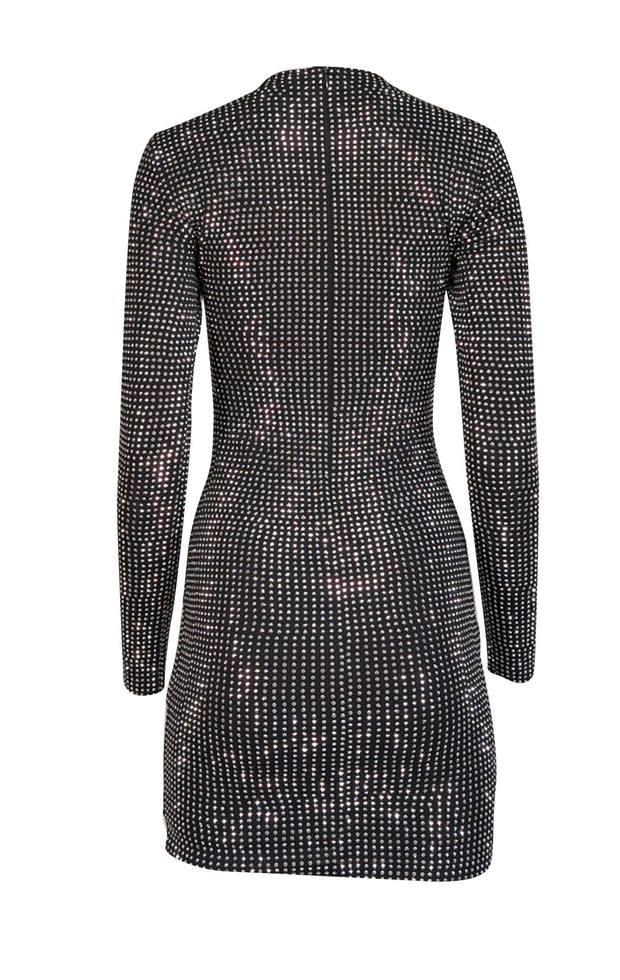 Good American - Black & Silver Rhinestone Long Sleeve Dress Sz XS - Current Boutique