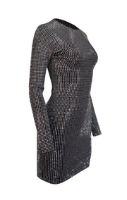 Good American - Black & Silver Rhinestone Long Sleeve Dress Sz XS - Current Boutique