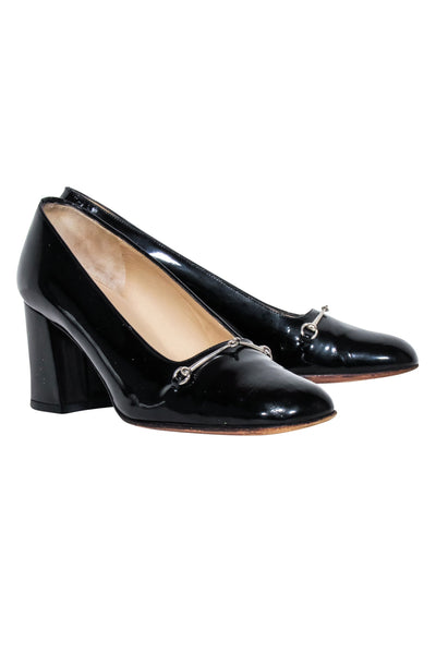 Current Boutique-Gucci - Black Patent Leather Chunky Heel Basic Pumps Sz 6.5