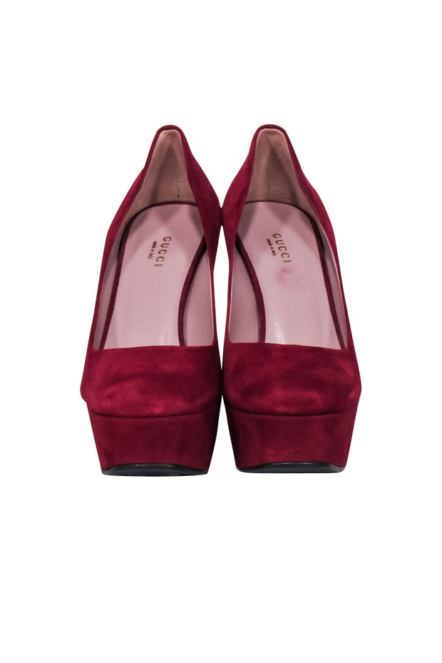 Current Boutique-Gucci - Burgundy Suede Platform Pumps Sz 7.5