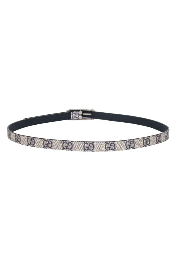 Current Boutique-Gucci - Beige w/ Black Monogram Narrow Belt Sz S