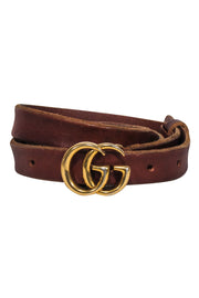 Current Boutique-Gucci - Brown Leather Thin "GG" Belt Sz M