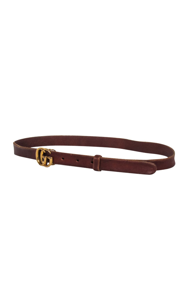 Current Boutique-Gucci - Brown Leather Thin "GG" Belt Sz M