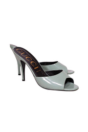 Current Boutique-Gucci - Mint Green Leather Open Toe Mule Heels Sz 10.5