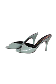 Current Boutique-Gucci - Mint Green Leather Open Toe Mule Heels Sz 10.5