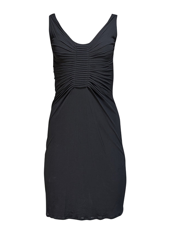 Current Boutique-Gucci - Black Ruched Middle Sleeveless Slinky Dress Sz S