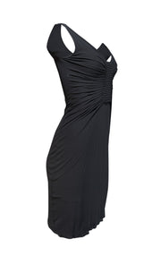 Current Boutique-Gucci - Black Ruched Middle Sleeveless Slinky Dress Sz S