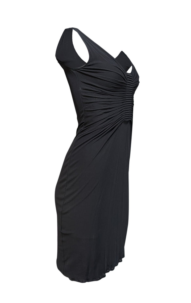 Current Boutique-Gucci - Black Ruched Middle Sleeveless Slinky Dress Sz S
