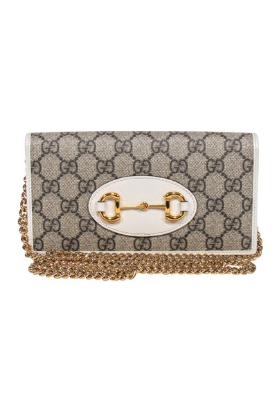 Current Boutique-Gucci - Beige & Cream Horsebit 1955 Wallet On Chain Crossbody Bag