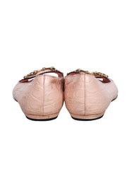 Current Boutique-Gucci - Light Pink Reptile Embossed Peep Toe Flats Sz 8