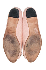 Current Boutique-Gucci - Light Pink Reptile Embossed Peep Toe Flats Sz 8