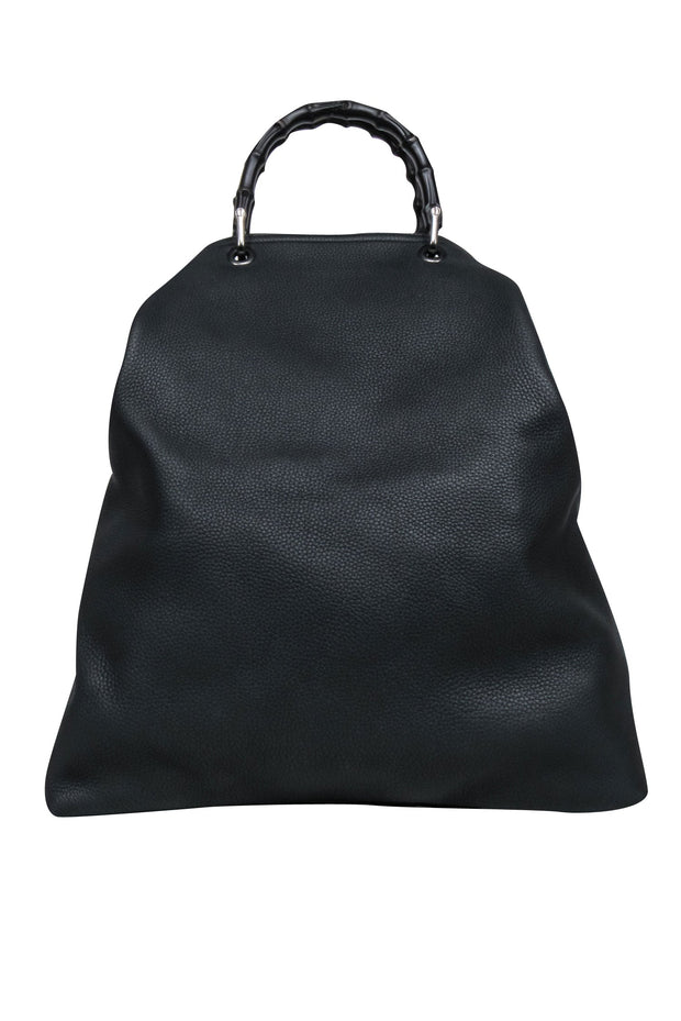 Current Boutique-Gucci - Black Pebbled Leather Large Bamboo Top Handle Satchel