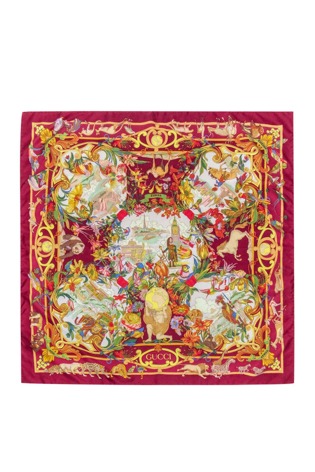 Current Boutique-Gucci - Maroon w/Animal Printed Silk Scarf