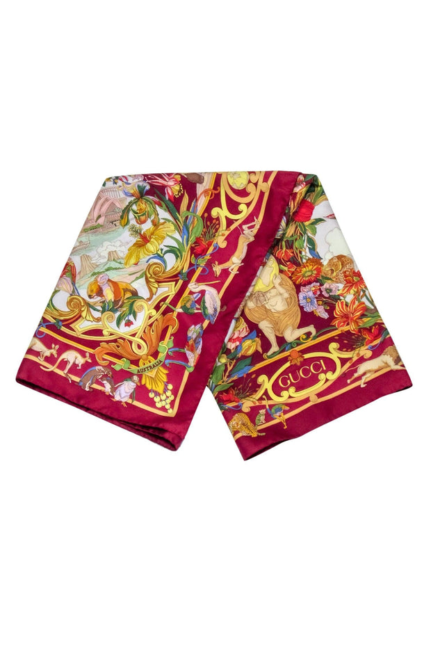 Current Boutique-Gucci - Maroon w/Animal Printed Silk Scarf