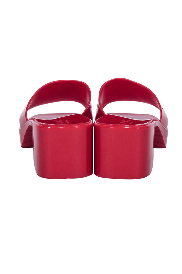 Current Boutique-Gucci - Red Rubber Logo Platform Slide Sandals Sz 10