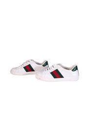 Gucci - White White Leather Sneakers w/ Green & Red Side Stripe - Current Boutique