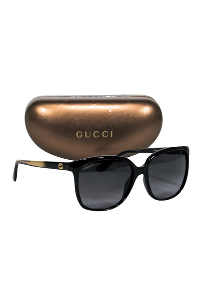 Current Boutique-Gucci - Black w/ Gold Side Detail Sunglasses