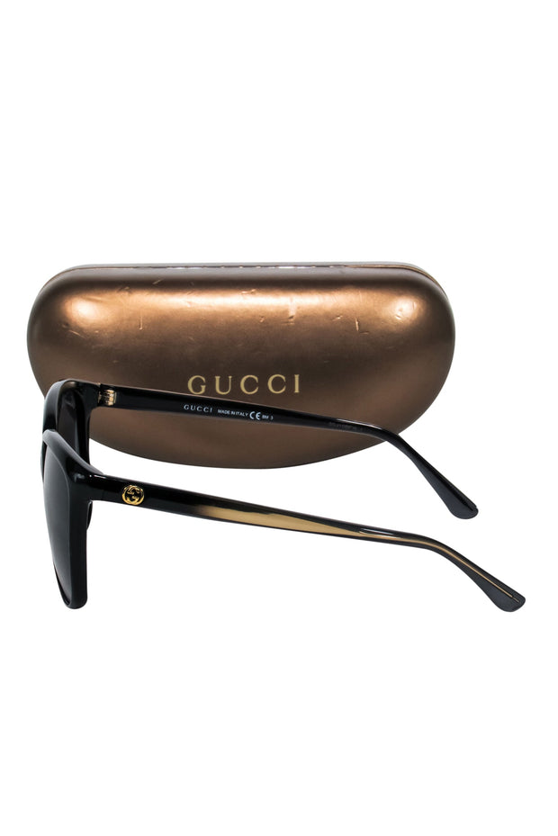 Current Boutique-Gucci - Black w/ Gold Side Detail Sunglasses